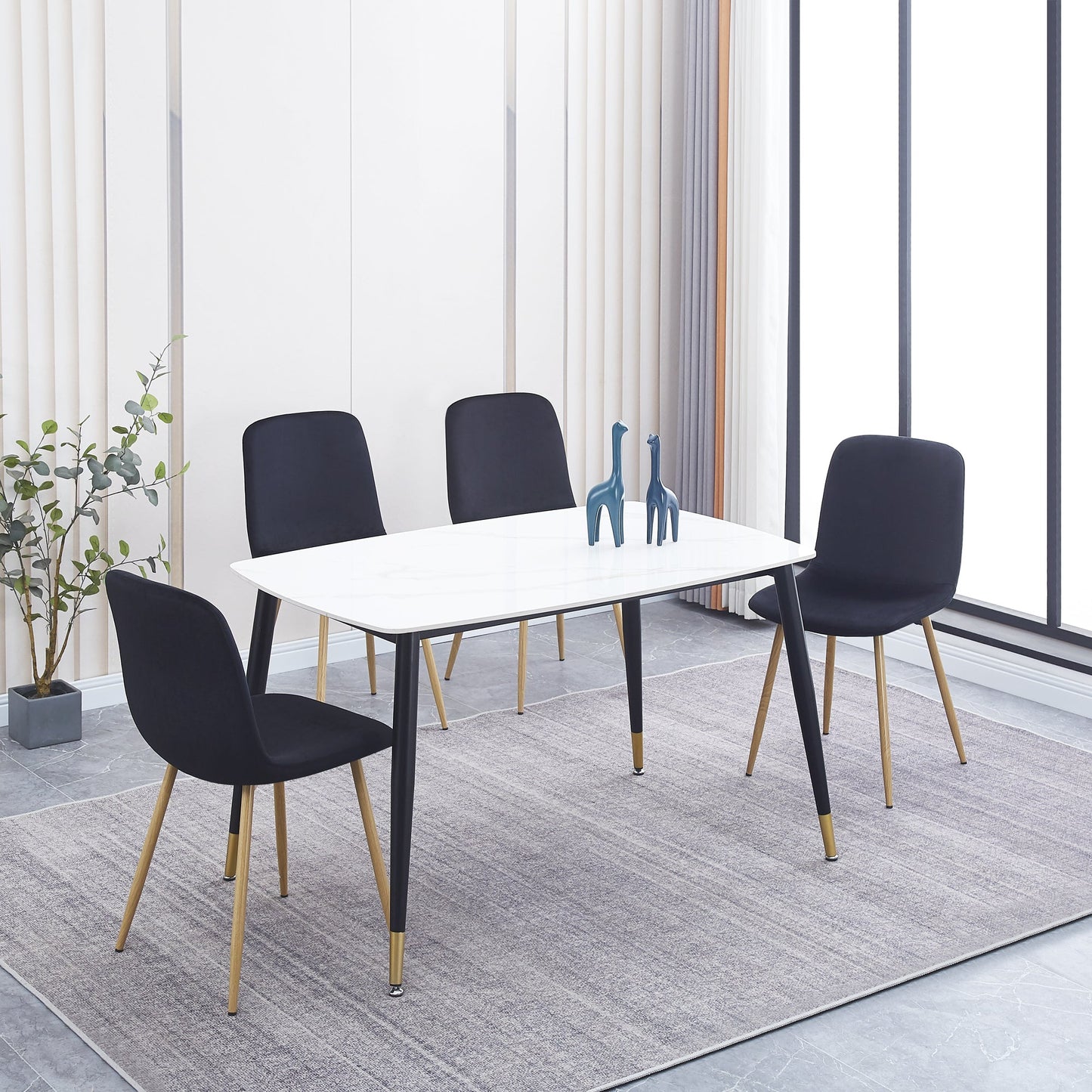 Dining Chair 4PCS（BLACK）Modern style New technology Suitable for restaurants cafes taverns offices
