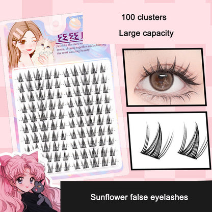 Sunflower Comics Pure Desire Eyelash Simulation Natural Thickening Large Segmented Trilogy False Eyelash Laziness