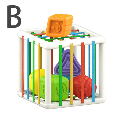 Baby Montessori Geometric Shape Blocks Toys Cube Box Color Perception Educational Game Motor Skill Tactile Touch Toys For Infant