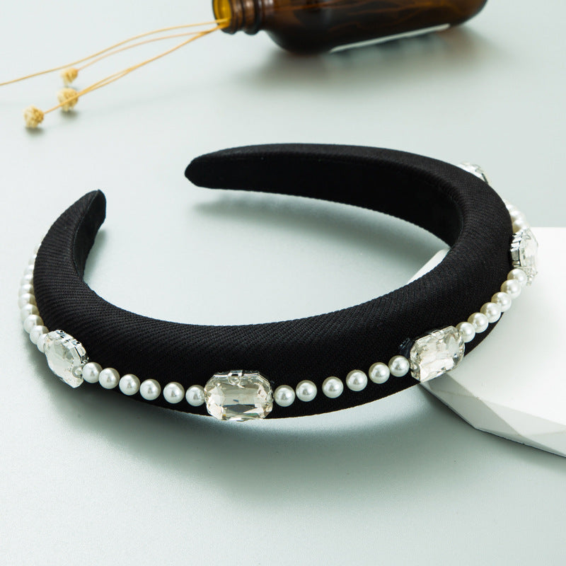 New Rhinestone Pearl Hair Adornment Femininity Light Luxury Net Red Hundred Band Head Accessories