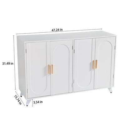 Sideboard Buffet cabinet with 4 doors and removable shelves, for living room, dining room, ivory white
