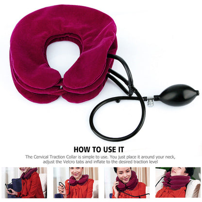 HailiCare Swan Neck Correction Artifact Cervical Traction Inflatable Portable Full Velvet Neck Guard