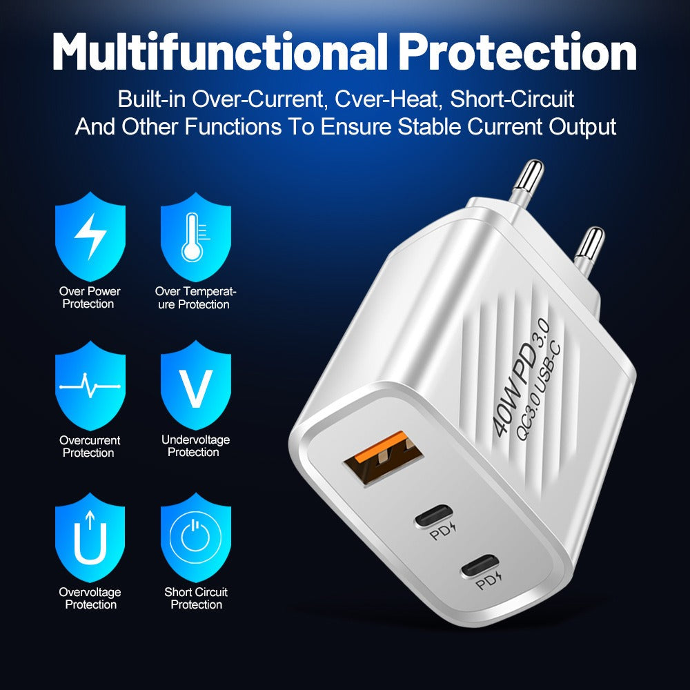 Dual PD+USB fast charging standard 40W TYPEC port