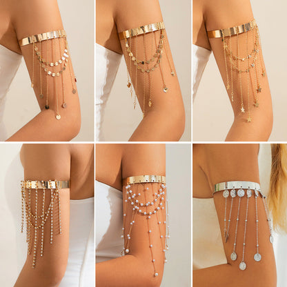 Western style beaded tassel arm chain jewelry Bohemian love arm bracelet for women