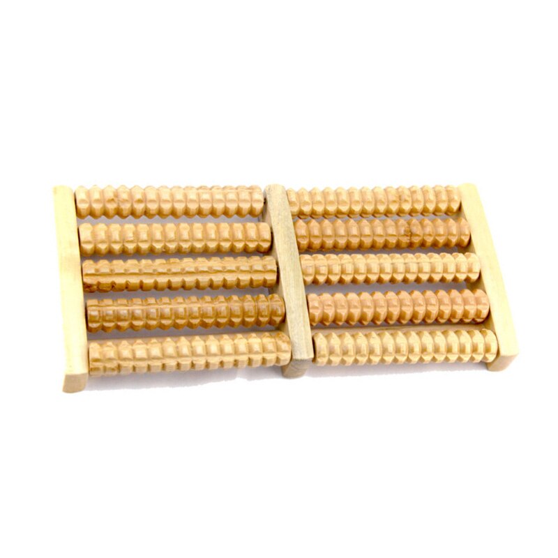 Wooden foot massager high quality wooden five row stress relieving treatment relaxing massage roller health massage tool