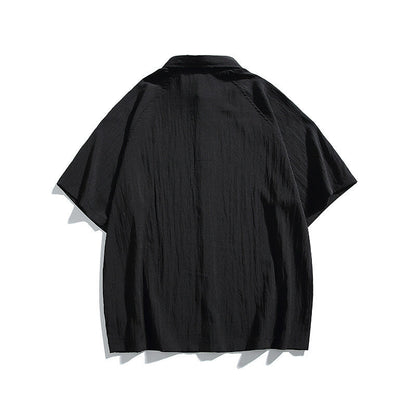 Pocket embroidery workwear short sleeved shirt men's and women's loose half sleeved shirt