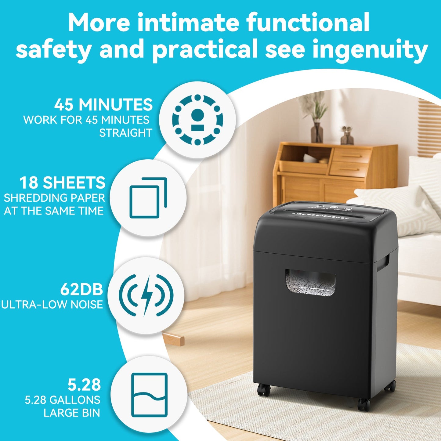 PAPER SHREDDER CROSS CUT LARGE BIN HIGH SECURITY LOW NOISE
