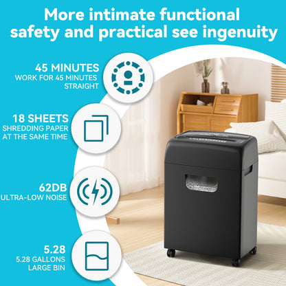 PAPER SHREDDER CROSS CUT LARGE BIN HIGH SECURITY LOW NOISE