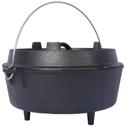 ast iron Dutch oven with lid, outdoor camping deep pot, used for camping, cooking, barbecue and leg rest,6 quarts