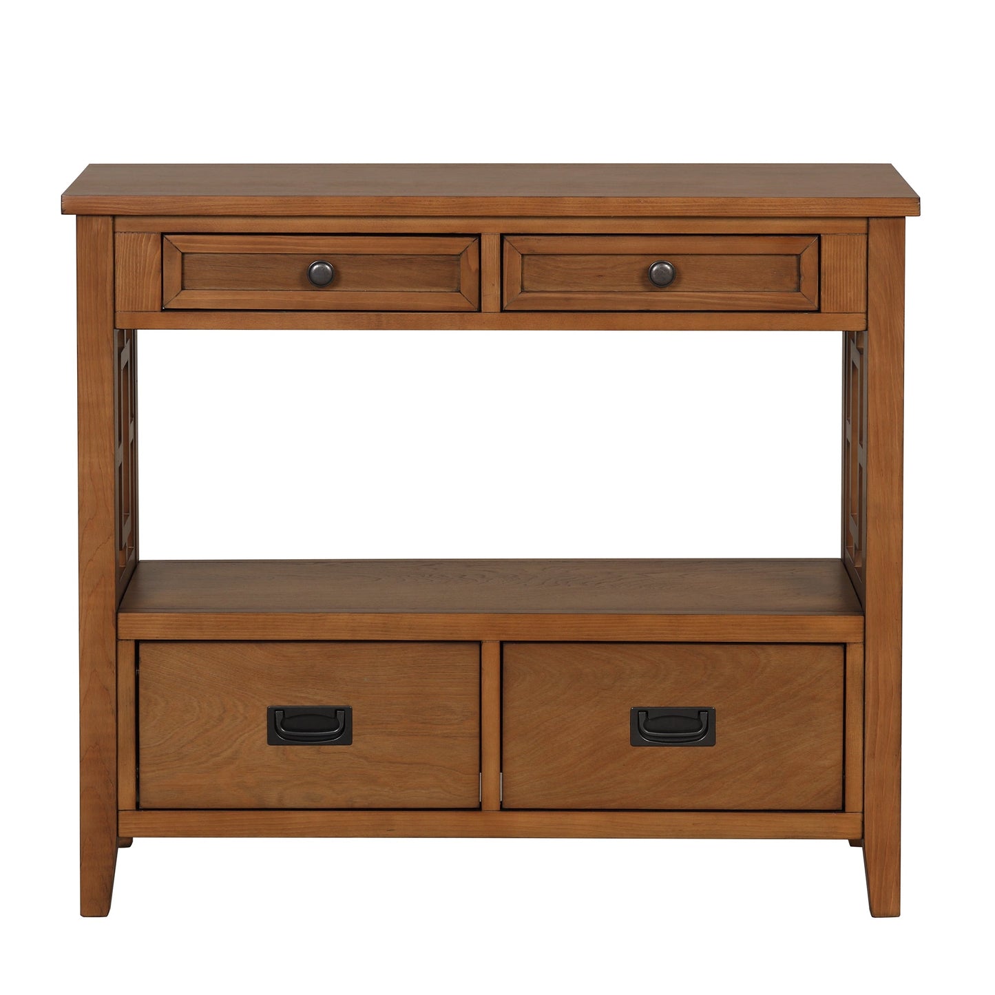 36'' Farmhouse Pine Wood Console Table Entry Sofa Table with 4 Drawers & 1 Storage Shelf (Brown)