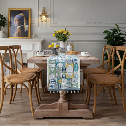 Jacquard table flag small fish green contrasting color dining table fabric holiday coffee table bed flag TV cabinet
