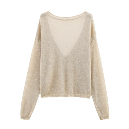 Style Women's Fashion Casual Versatile Long Sleeve Loose Single Breasted Knit Jacket