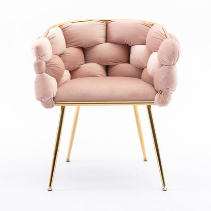 Luxury modern simple leisure velvet single sofa chair bedroom stool manicure table back chair pink set of 2