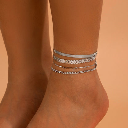 Love Beaded Punk Chain Foot Chain Set Hip Hop Personalized Snake Bone Chain Foot