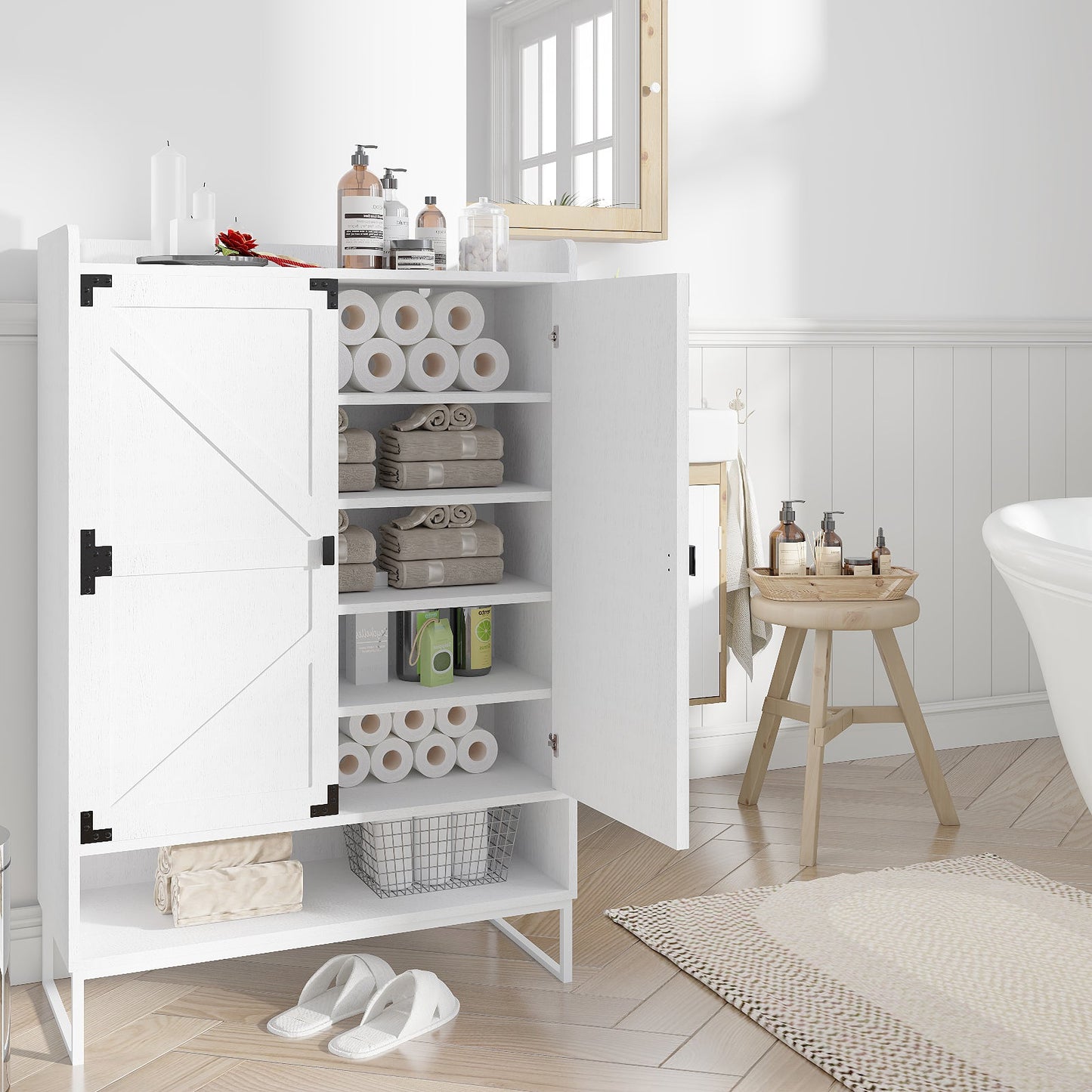 Shoe Cabinet with Doors, 6-Tier Shoe Storage Cabinet with Adjustable Shelves, Wooden Shoes Rack Shoe Storage Organizer