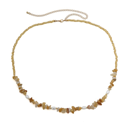 Gravel imitation pearl beach waist chain waist chain jewelry versatile single-layer bead body chain