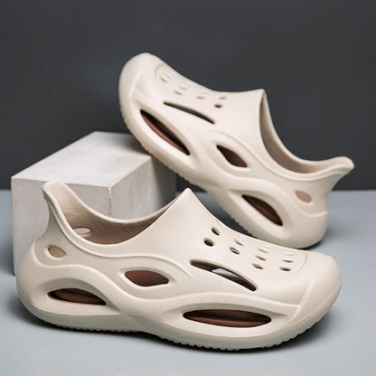 Cave shoes for men summer beach thick soled sandals for men sports and driving dual-use thick soled wear-resistant slippers
