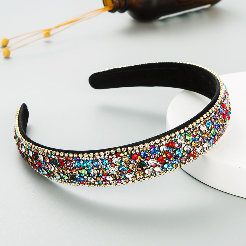 Korean Version Of The Same Trend Color Full Drill Non Slip Headband Women's Simple Headdress Pressure Hair Wash Face Hair Accessories