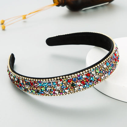 Korean Version Of The Same Trend Color Full Drill Non Slip Headband Women's Simple Headdress Pressure Hair Wash Face Hair Accessories