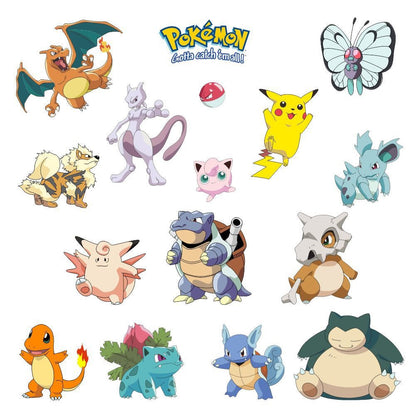 New 3D Pikachu Wall Sticker Pok é mon Wallpaper Self adhesive Cartoon Graffiti Anime Poster Children's Room PVC