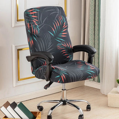 Stretch Printed Computer Office Chair Covers Soft Fit Universal Desk Rotating Slipcovers Removable Washable Anti-Dust Spandex