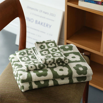 Plaid Series Towel Bath Towel Cherry Blossom Absorbent Facial Towel