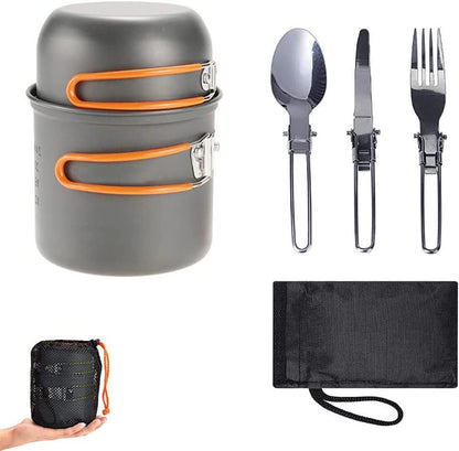 Portable Hard Aluminum Oxide Outdoor Cookware Set Convenient Three-Piece Combination Set Of Pots And Pans