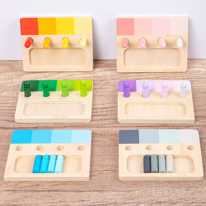 Colorful sensory integration wooden insert board, hands-on and brainpower color discrimination teaching aids, children's wooden toys
