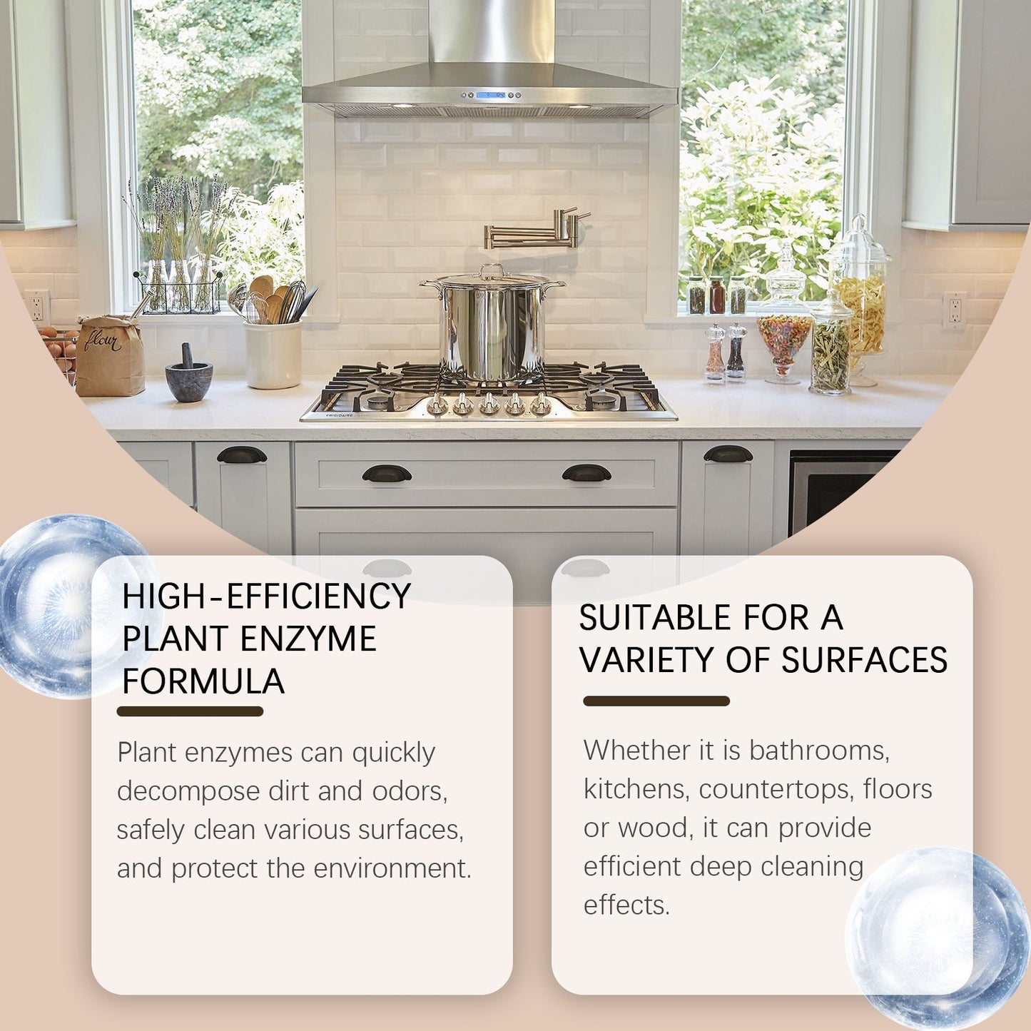 Multi-Surface Cleaner Kitchen Range Hood Sink Countertop Stain Removal Multi-Effect Cleaner