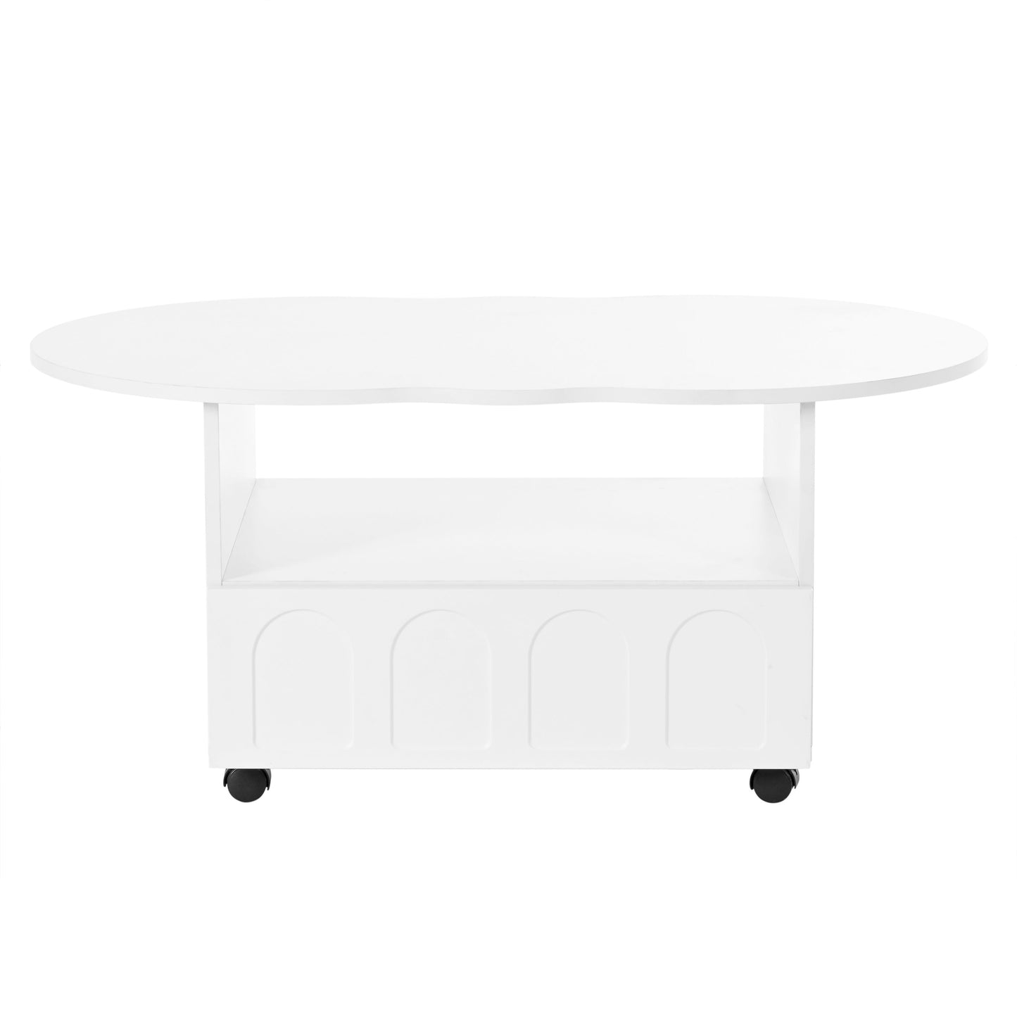 ON-TRANS flexible cream style coffee table with 2 brake wheels, drawers, large storage space, white, 39.37 '' x 23.6 ''