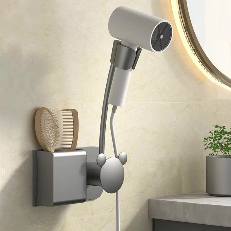 Punch-Free Hair Dryer Rack Wall-Mounted Hand-Held Rotating Lazy Bracket Bathroom