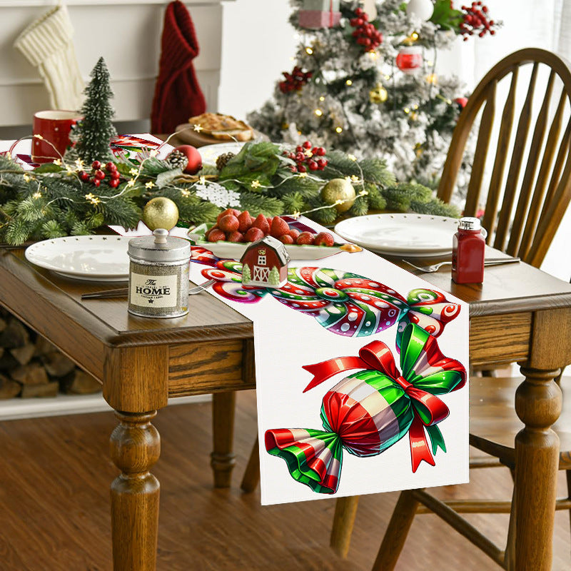 Christmas candy printed table flag new Christmas table decoration tablecloth mat holiday party tablecloth