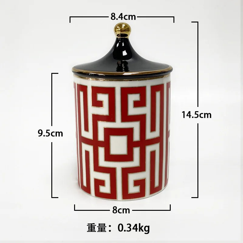 Gold Plated Stripe Ceramic Storage Jar Home Scented Candle Bottle Wedding Candy Gift Jar Cosmetic Jewelry Storage Bottle Decor