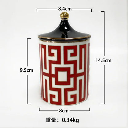 Gold Plated Stripe Ceramic Storage Jar Home Scented Candle Bottle Wedding Candy Gift Jar Cosmetic Jewelry Storage Bottle Decor