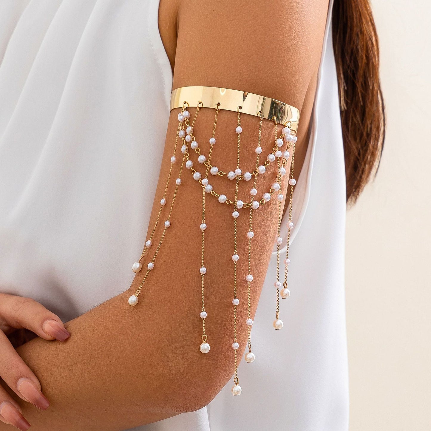 Western style beaded tassel arm chain jewelry Bohemian love arm bracelet for women
