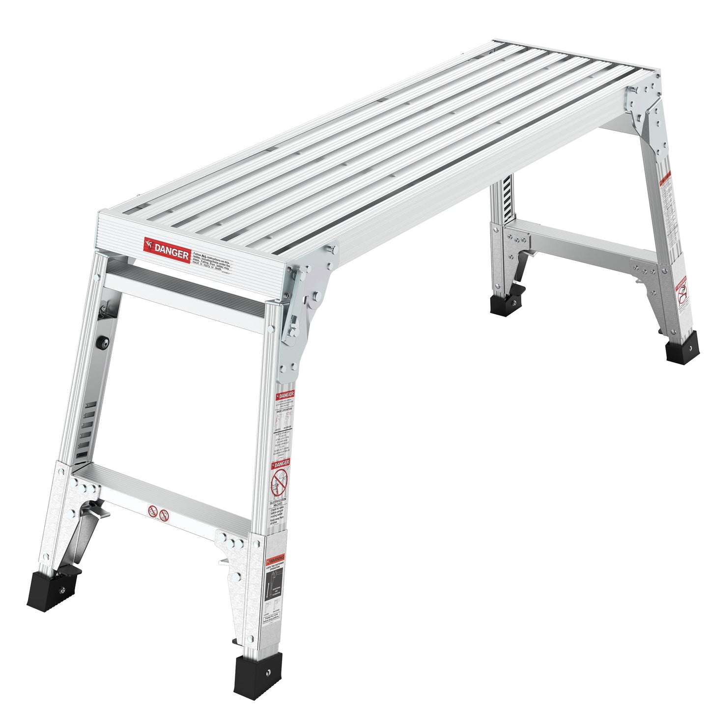 Aluminum Work Platform Large Size Step Stool Folding Portable Work Bench 40" Width Telescopic Feet 22" -27.5" Height Adjustable