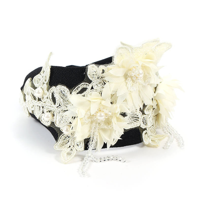 Fashionable handmade embroidery three-dimensional simulation crystal flower hair hoop
