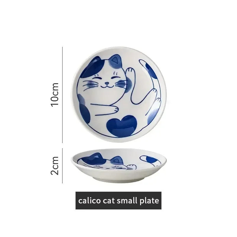 Cat dish cartoon ceramic dish household dining table dipping dish soy sauce dish hot pot seasoning dish