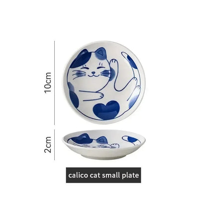 Cat dish cartoon ceramic dish household dining table dipping dish soy sauce dish hot pot seasoning dish