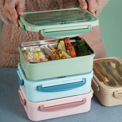 Classic simple microwaveable 304 stainless steel compartment insulation lunch box lunch box