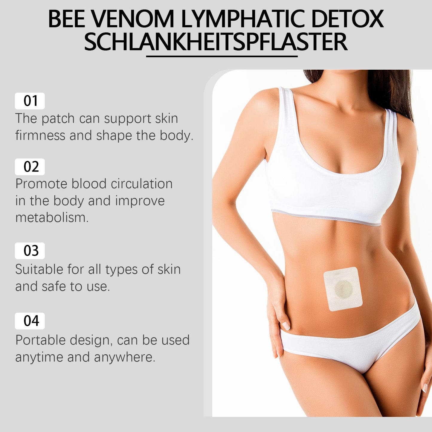 Bee Venom Lymphatic Detox Schlankheitspflaste, Bee Venom Lymphatic Detox Slimming Patch Shaping Slimming Increase Vitality Digestion Health Detumescence Slimming Body Shaping