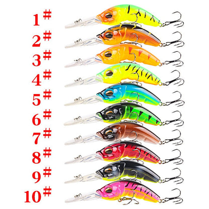 Wide Tongue Deep Dive ABS Rock Mino 10.4cm 14.5g Bead+Enhanced Three Hook Simulated Worm shaped Fake Bait
