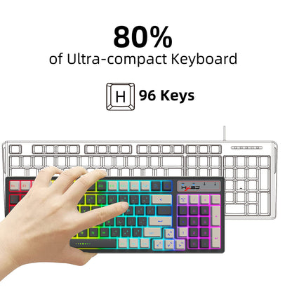 Gaming keyboard RGB backlight two-color keycaps gray and white double color 2.4G wireless membrane keyboard