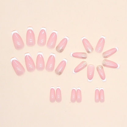 French simple glitter girl’s soft and tender wearable manicure nails
