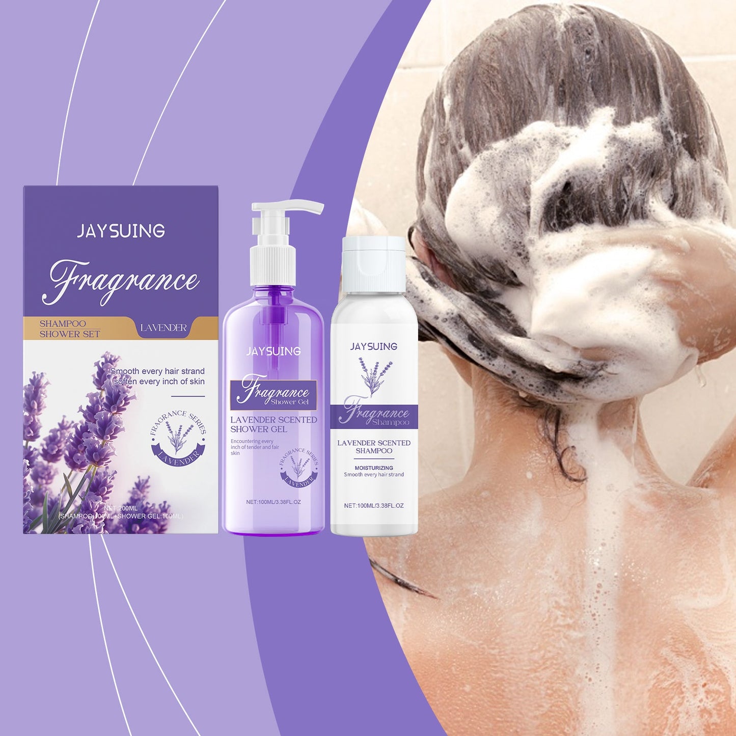 Lavender Shampoo & Shower Set Gently Cleans And Moisturizes Body, Skin And Scalp