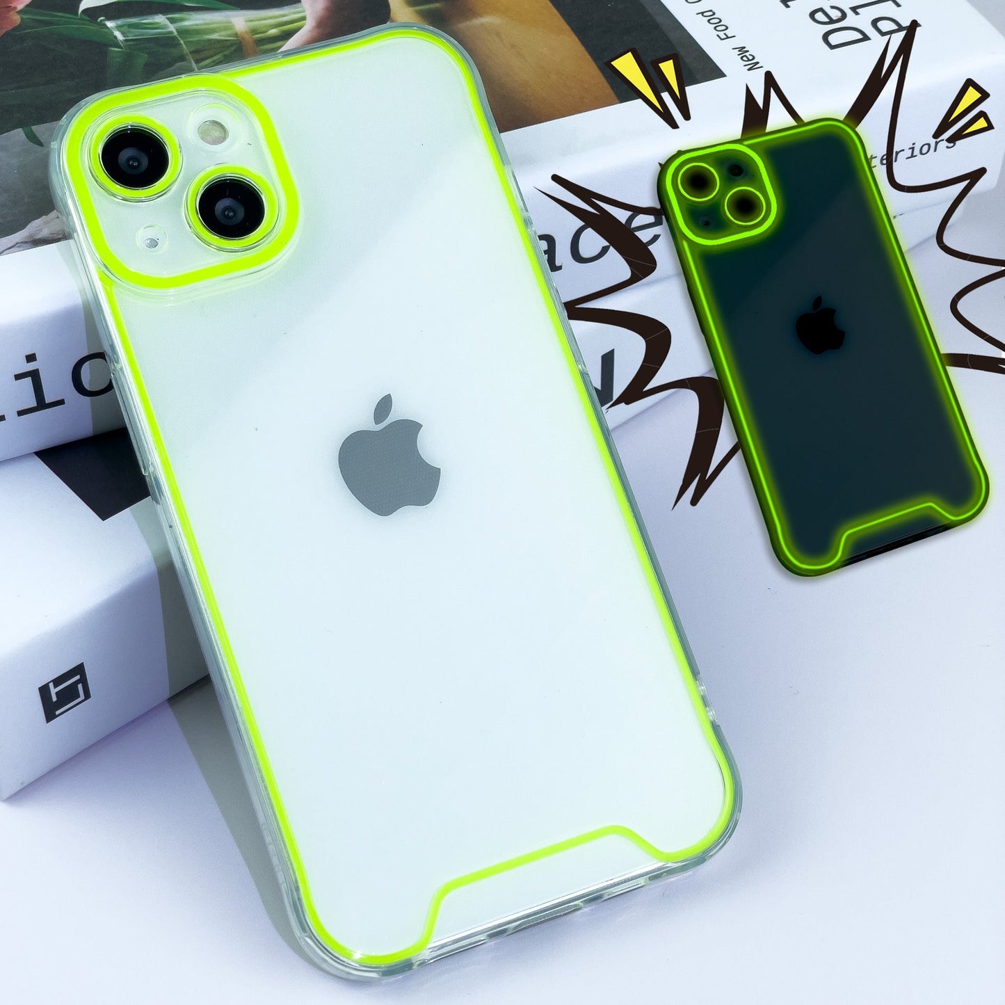 Suitable for iPhone 15 Promax luminous phone case Apple 13/12 transparent material silicone protective case