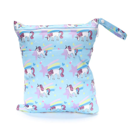 [Sigzagor]Wet Dry Bag With Two Zippered For Baby Diapers Nappies Waterproof Reusable 36cmx29cm