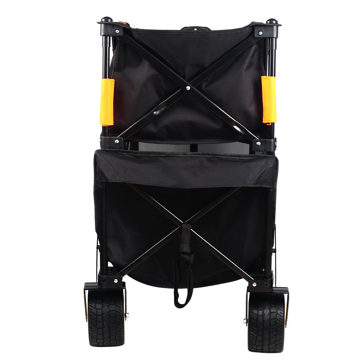 Big large capacity Folding cart Extra Long Extender Wagon Cart Folding Wagon Garden Shopping Beach Cart (black +orange)