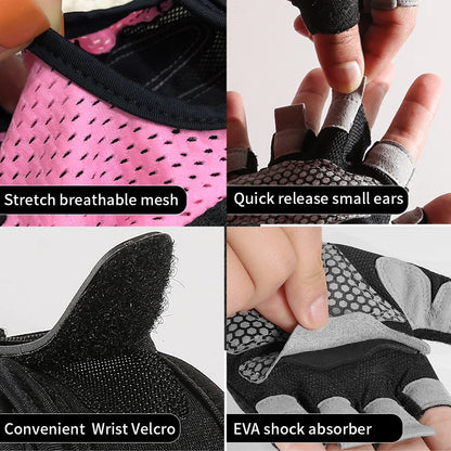 Outdoor sports fitness gloves anti slip and wear-resistant silicone half finger exposed riding gloves
