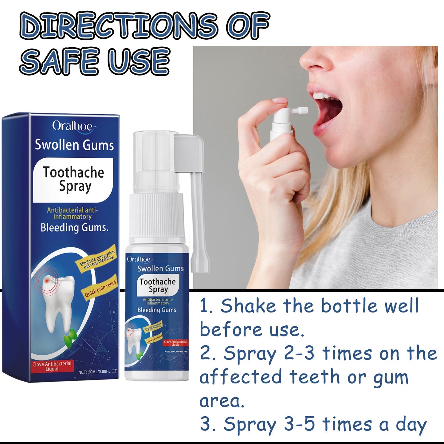 Toothache Treatment Spray. Relieve Gum Swelling And Pain On Fire Care For Teeth Toothache Oral Discomfort Care